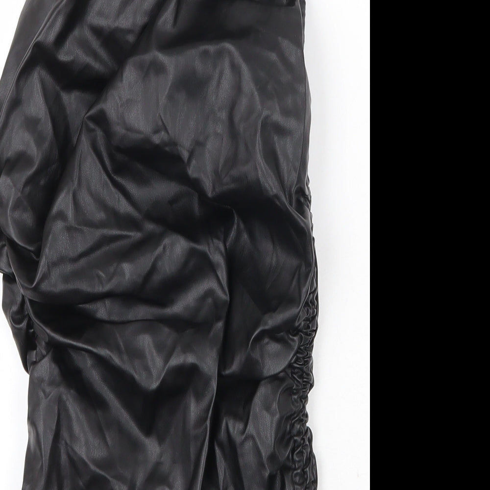 Zara Womens Black Polyester Mini Size S One Shoulder Zip