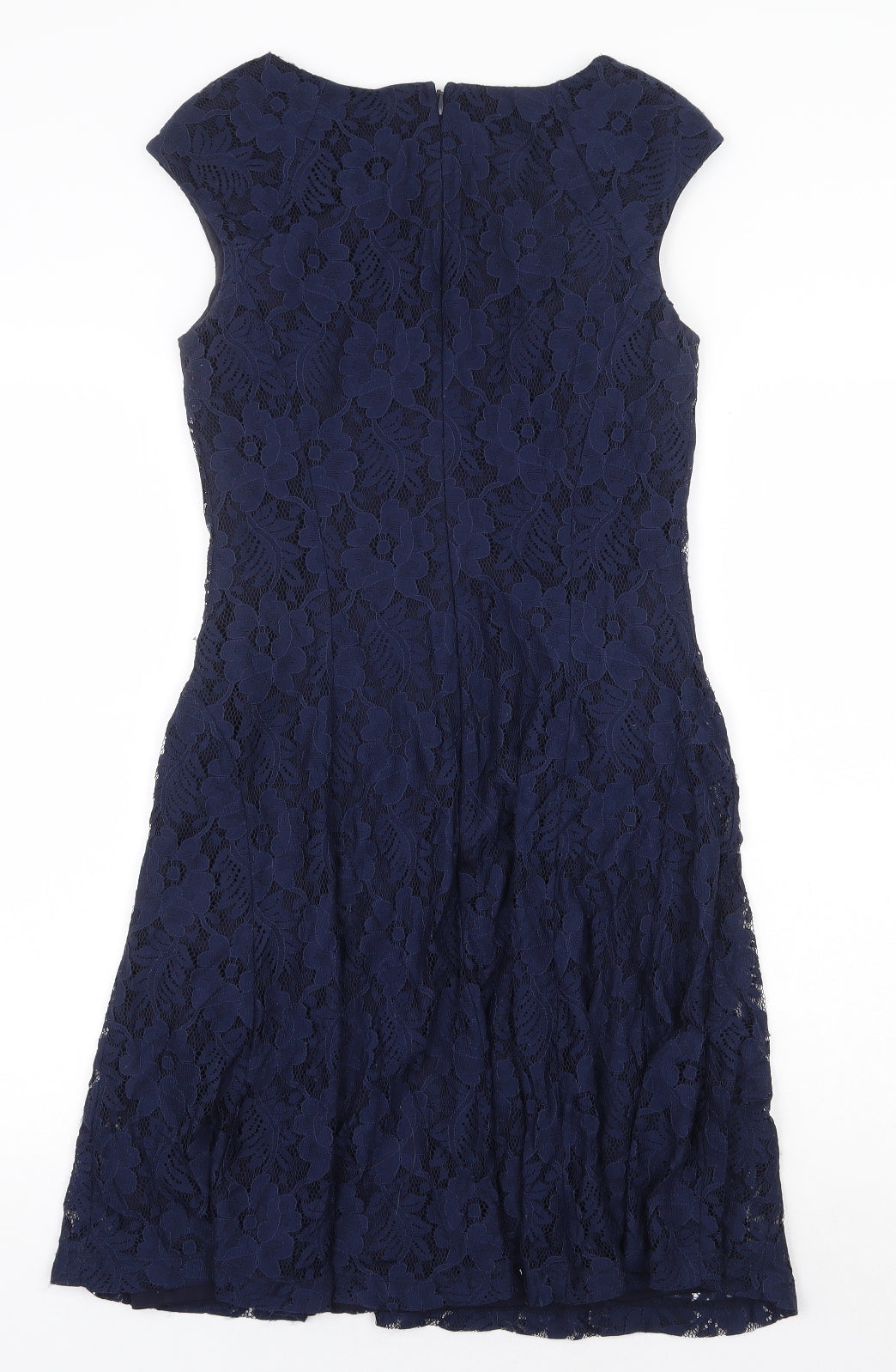 American Living Womens Blue Floral Nylon Trapeze & Swing Size 8 Round Neck Zip
