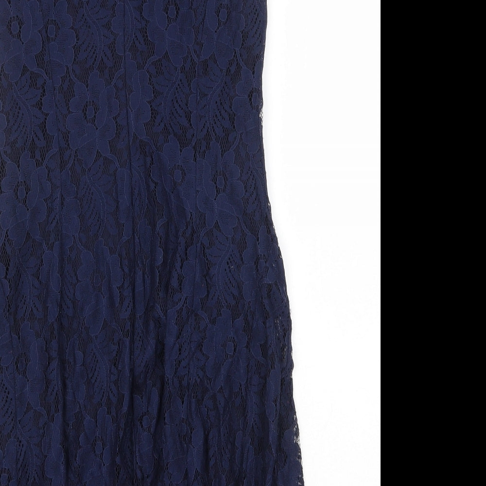 American Living Womens Blue Floral Nylon Trapeze & Swing Size 8 Round Neck Zip