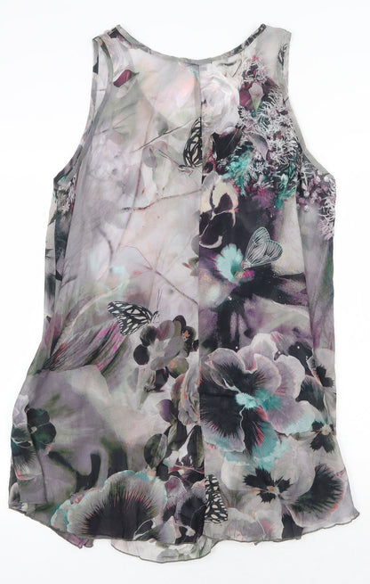 Back view of Myrine women’s green floral polyester shift, size 2XL, round neck pullover