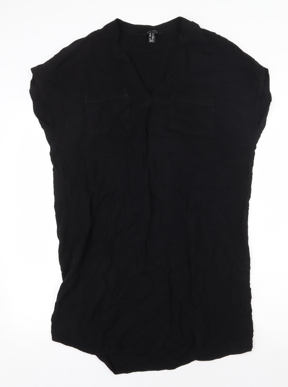 New Look Womens Black Viscose Sheath Size 12 V-Neck Pullover
