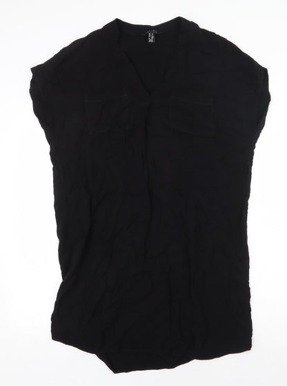 New Look Womens Black Viscose Sheath Size 12 V-Neck Pullover
