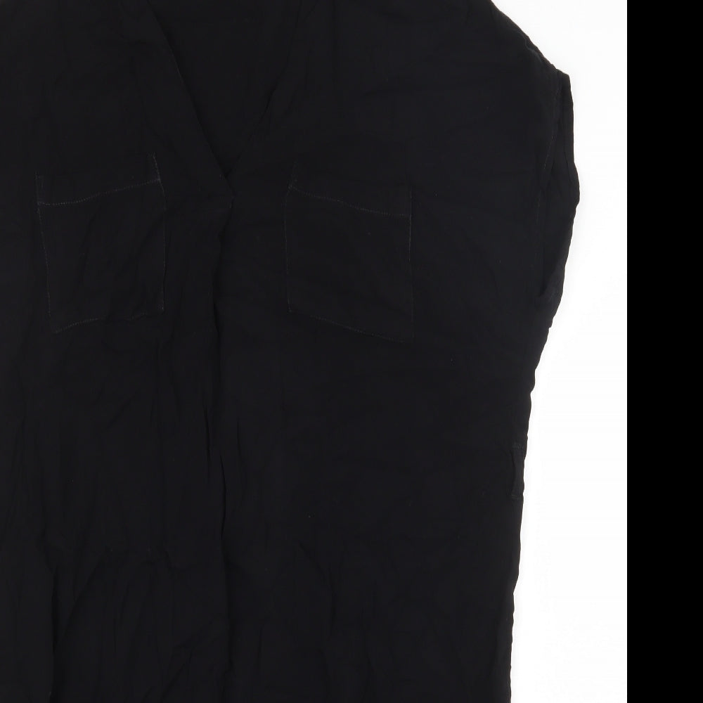 New Look Womens Black Viscose Sheath Size 12 V-Neck Pullover