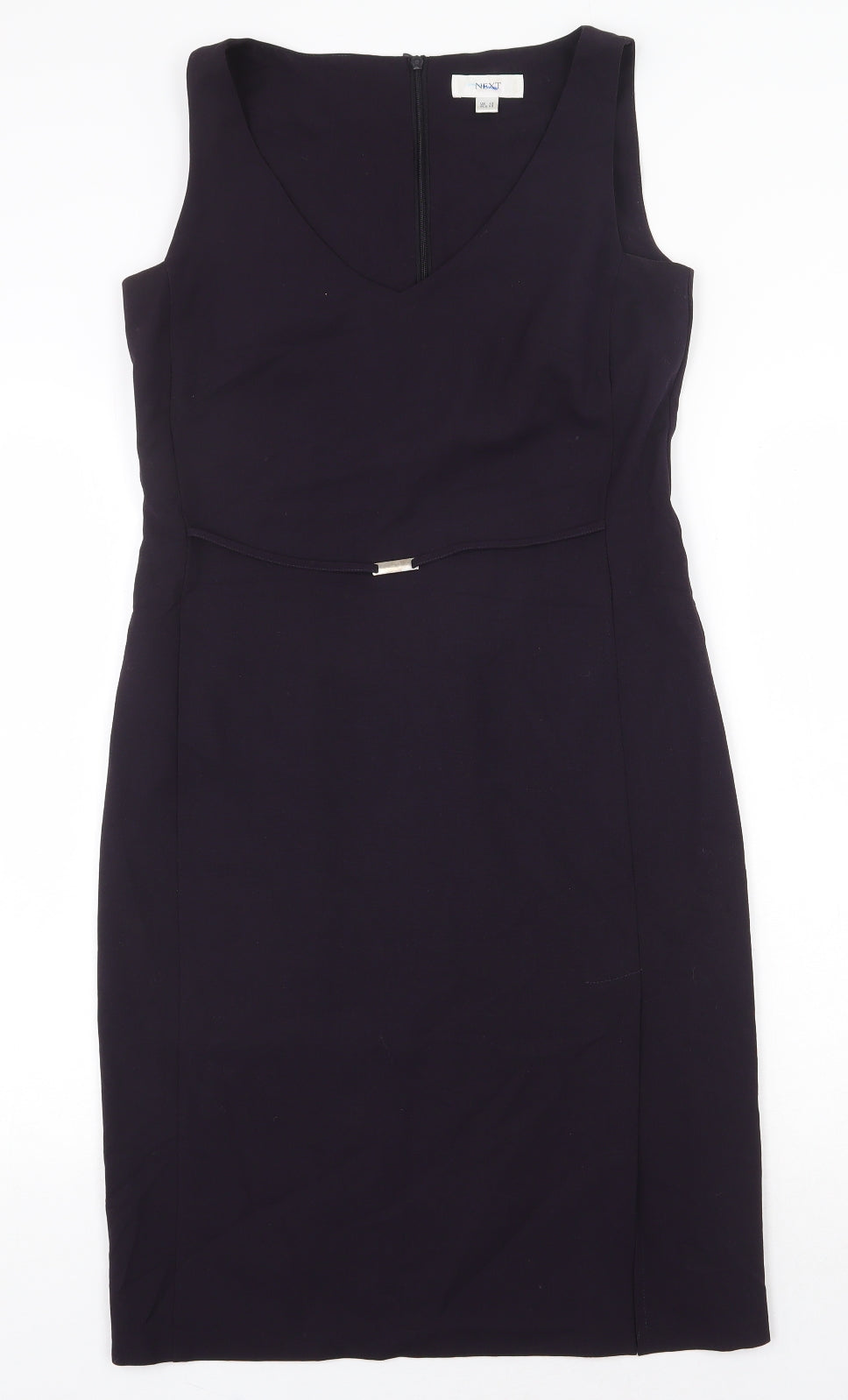 NEXT Womens Blue Polyester Pencil Dress Size 10 V-Neck Zip