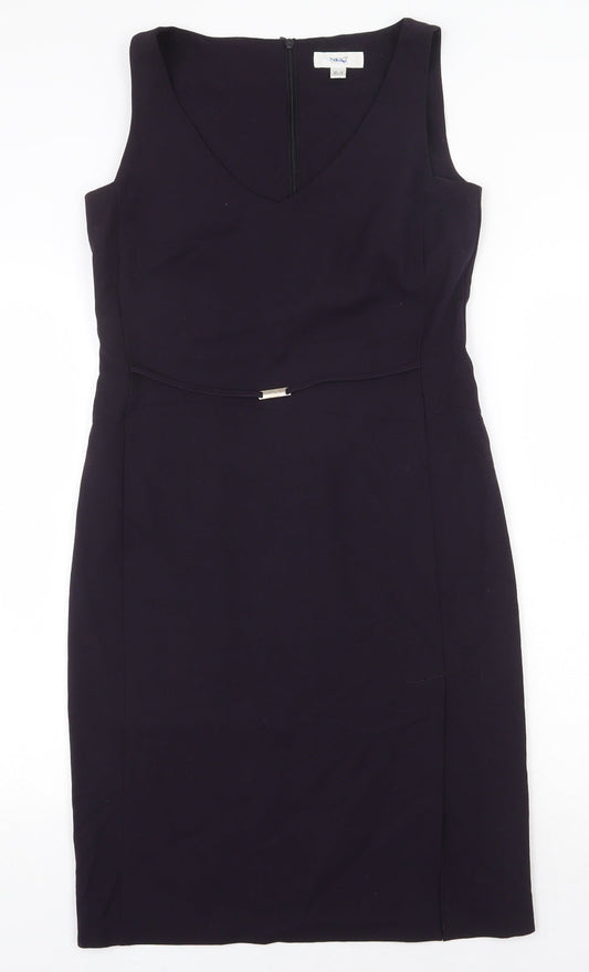 NEXT Womens Blue Polyester Pencil Dress Size 10 V-Neck Zip