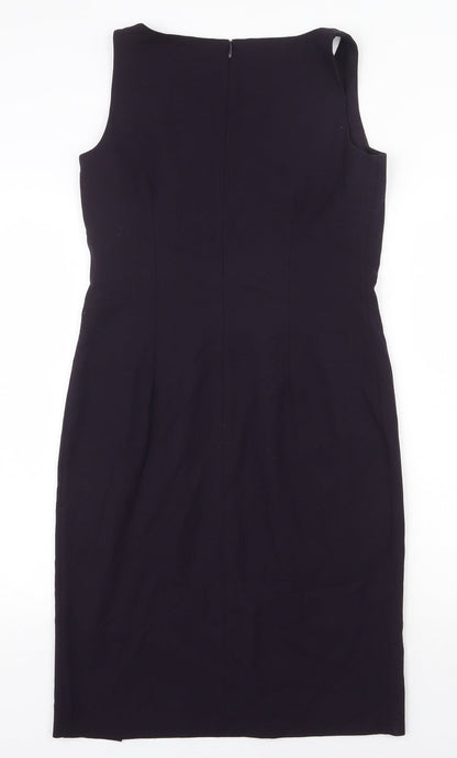 NEXT Womens Blue Polyester Pencil Dress Size 10 V-Neck Zip