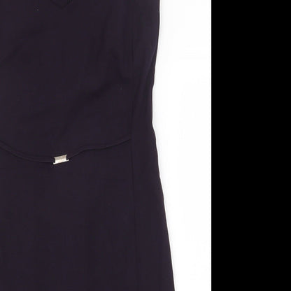 NEXT Womens Blue Polyester Pencil Dress Size 10 V-Neck Zip