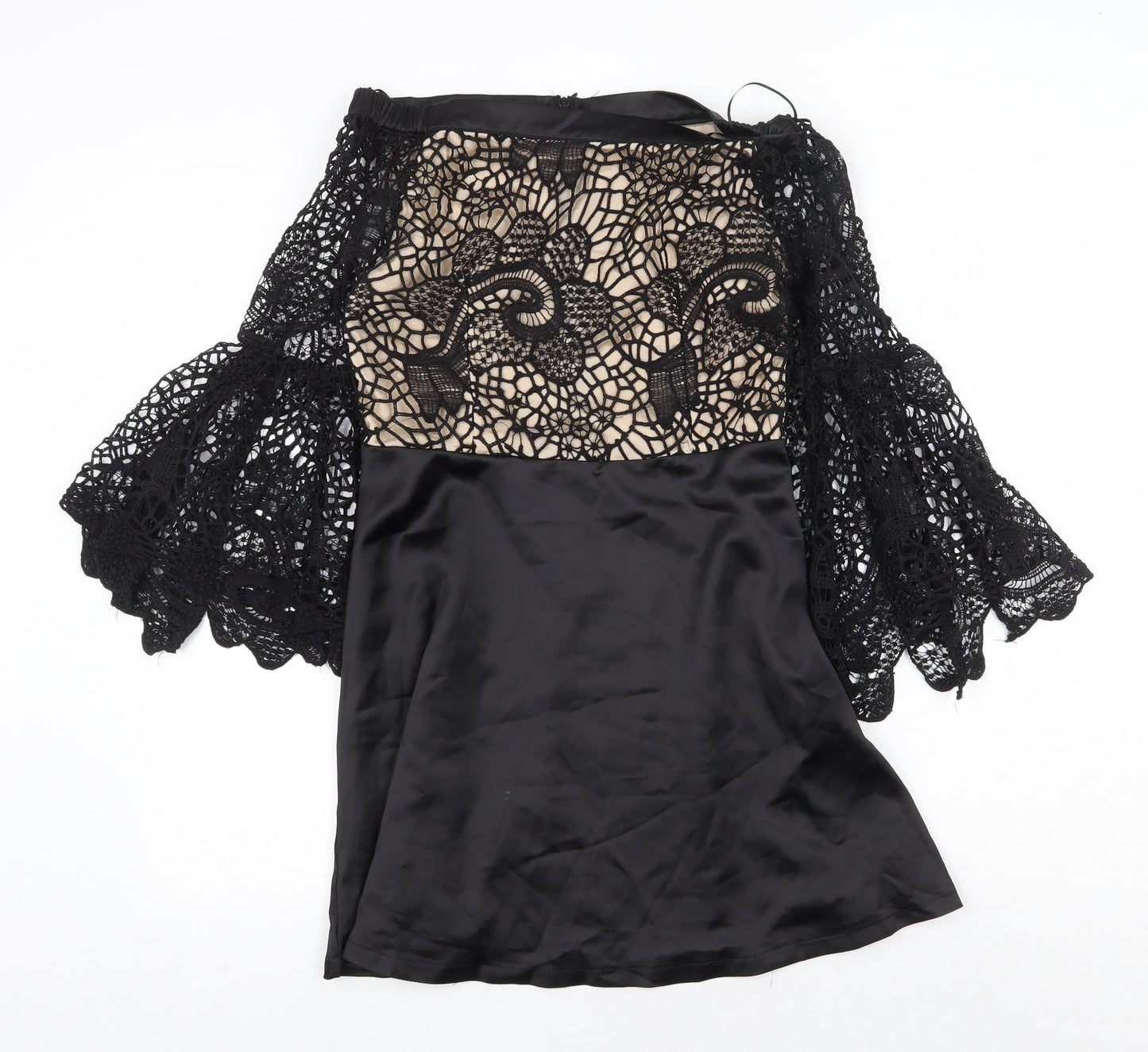 Golden Days Womens Black Geometric Polyester Mini Size L Boat Neck Zip