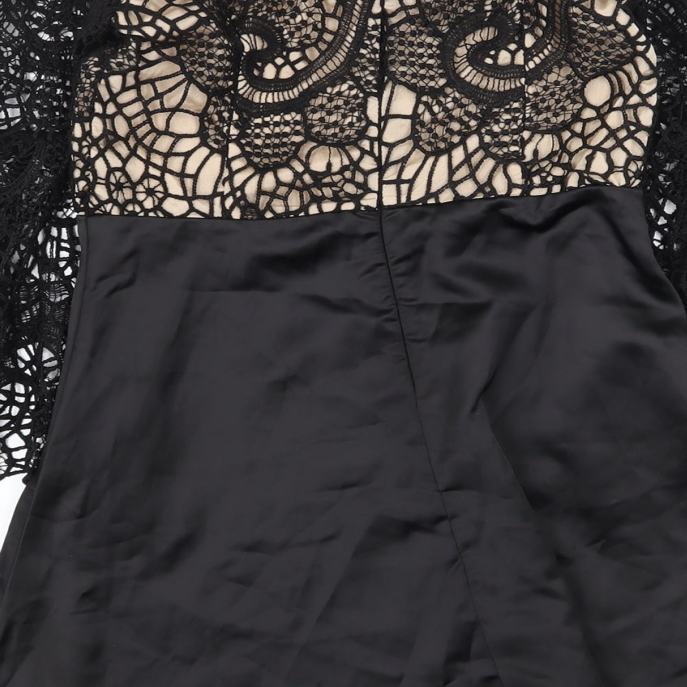 Golden Days Womens Black Geometric Polyester Mini Size L Boat Neck Zip
