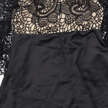Golden Days Womens Black Geometric Polyester Mini Size L Boat Neck Zip