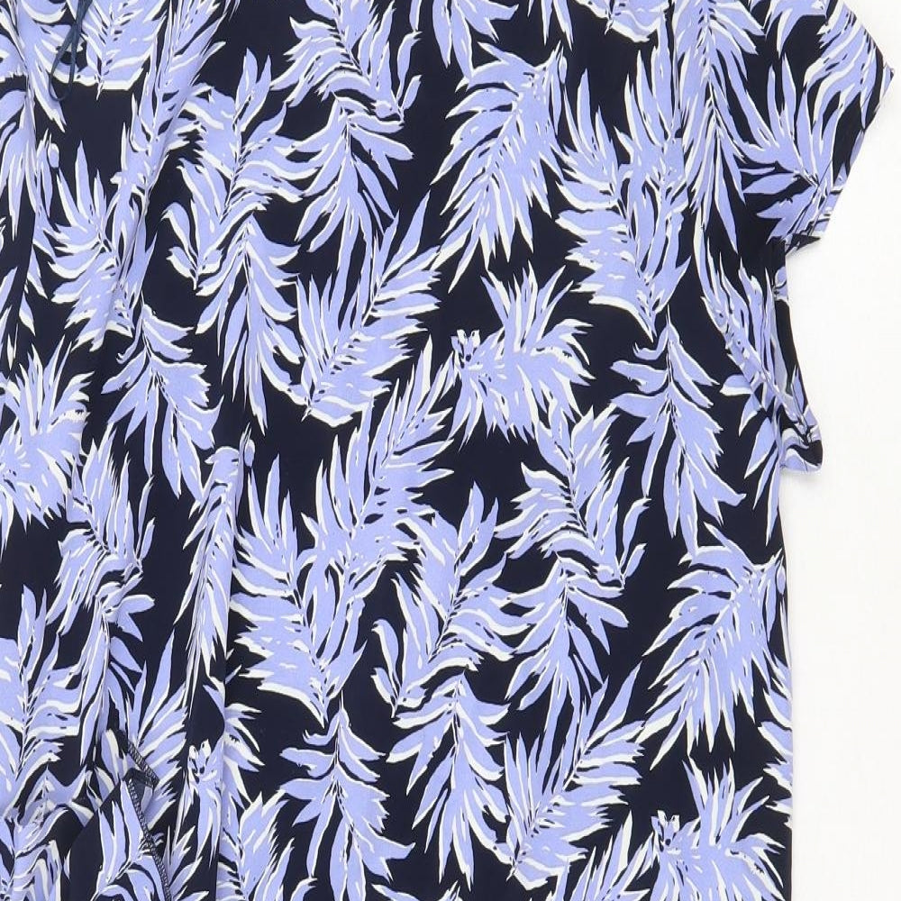 QED London Womens Blue Floral Polyester Trapeze & Swing Size 10 Round Neck Button