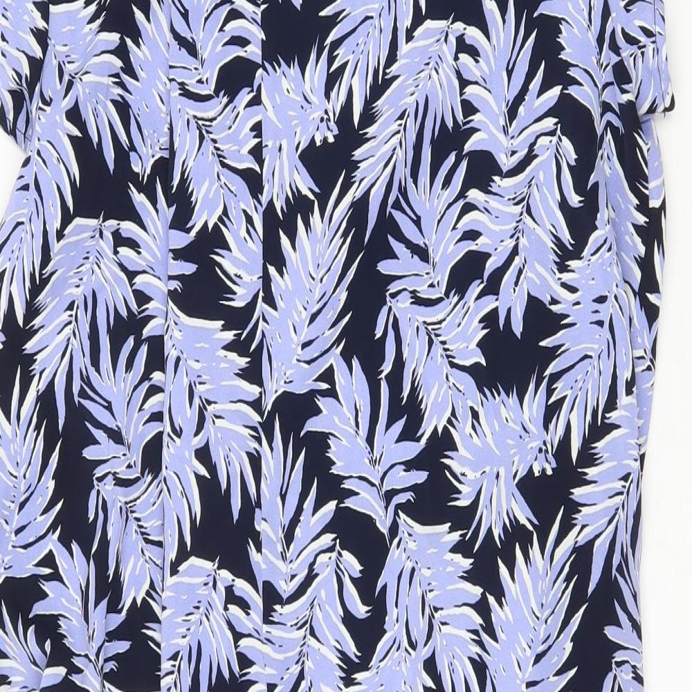 QED London Womens Blue Floral Polyester Trapeze & Swing Size 10 Round Neck Button