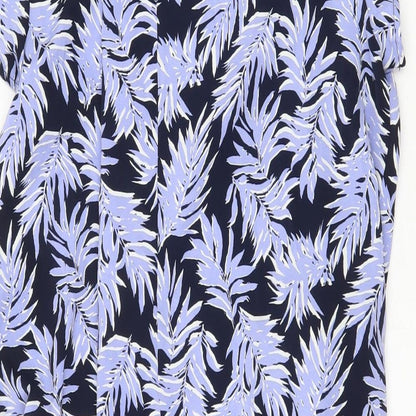 QED London Womens Blue Floral Polyester Trapeze & Swing Size 10 Round Neck Button