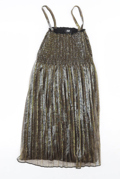 H&M Womens Gold Polyester Ball Gown Size S Square Neck Pullover