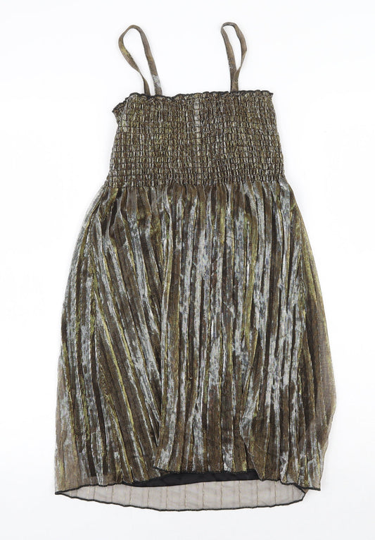 H&M Womens Gold Polyester Ball Gown Size S Square Neck Pullover