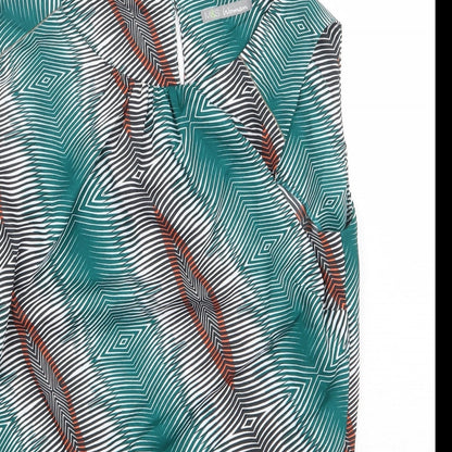 Marks and Spencer Womens Green Geometric Polyester Basic Tank Size 12 Boat Neck