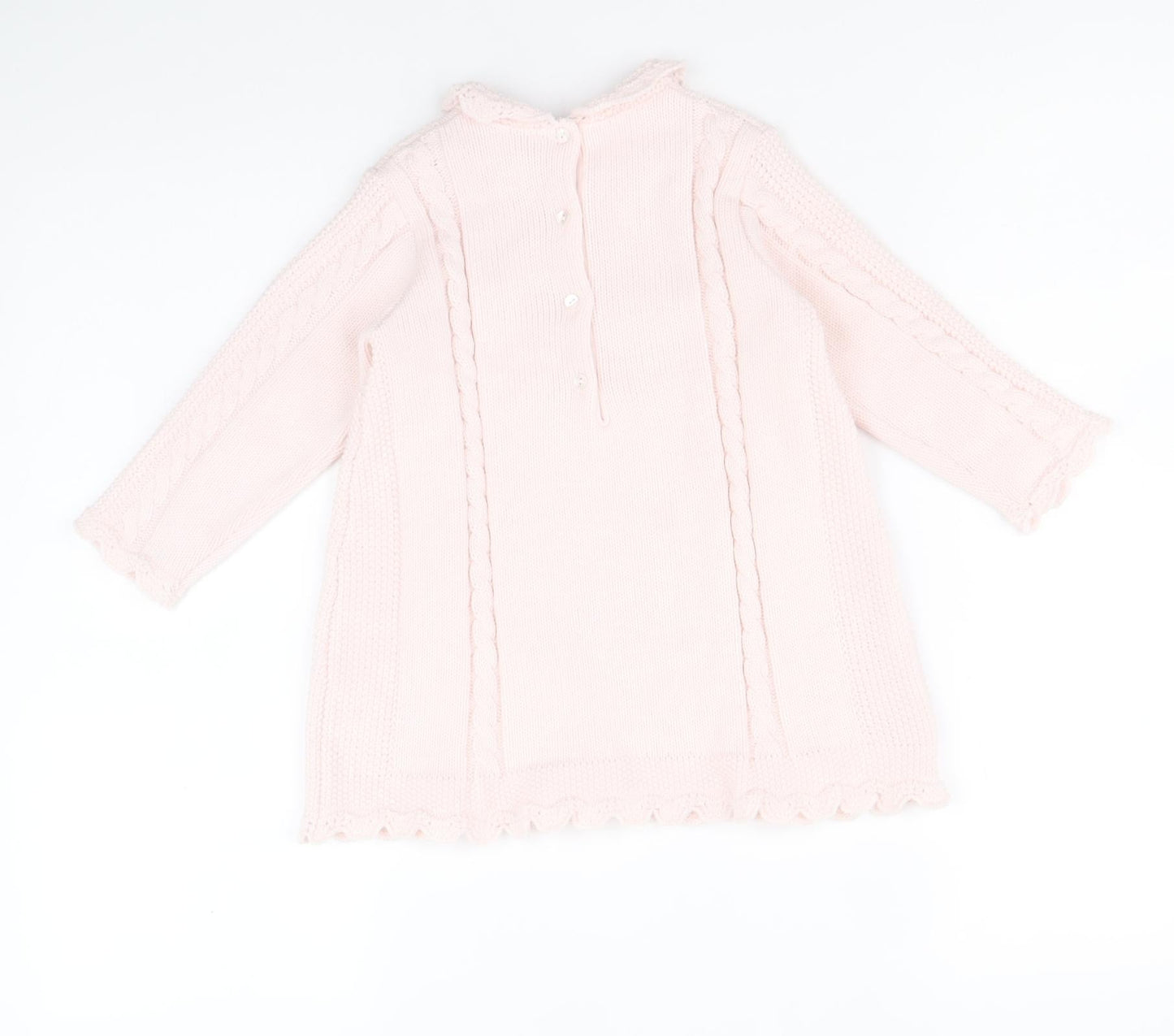 Sarah Louise Girls Pink Round Neck Acrylic Tunic Jumper Size 2 Years Button