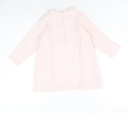 Sarah Louise Girls Pink Round Neck Acrylic Tunic Jumper Size 2 Years Button