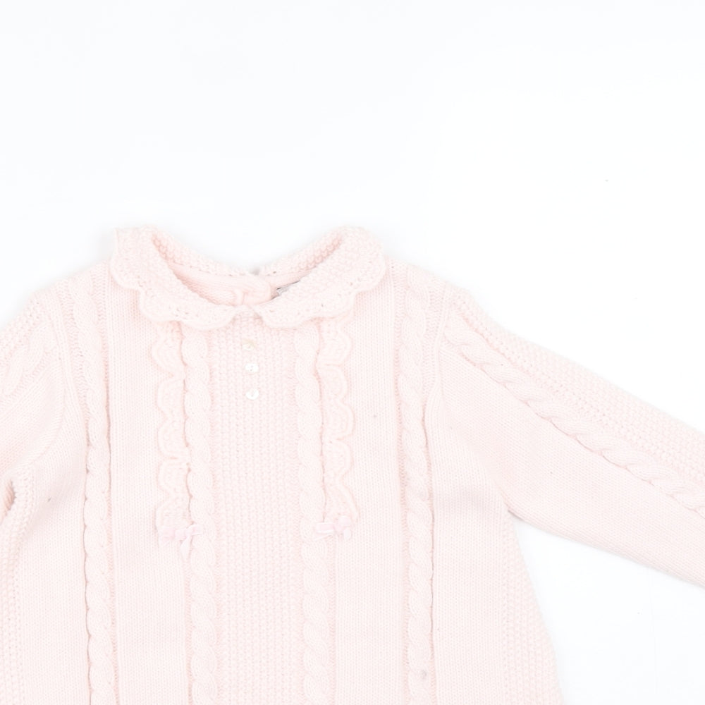 Sarah Louise Girls Pink Round Neck Acrylic Tunic Jumper Size 2 Years Button