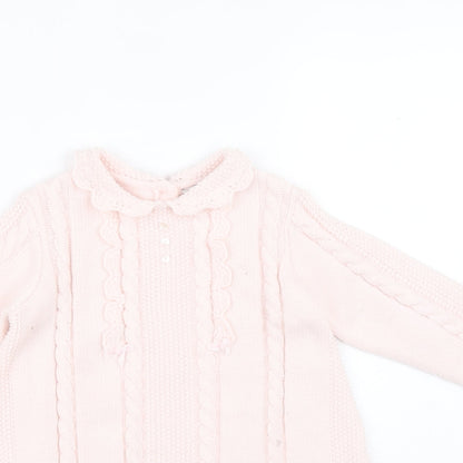 Sarah Louise Girls Pink Round Neck Acrylic Tunic Jumper Size 2 Years Button
