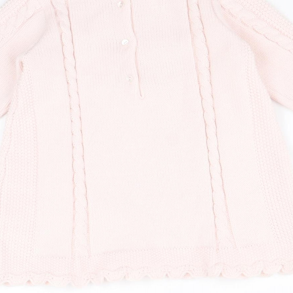 Sarah Louise Girls Pink Round Neck Acrylic Tunic Jumper Size 2 Years Button