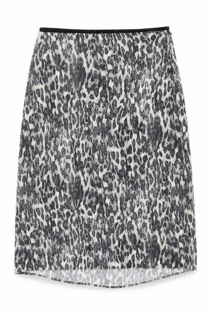 YAYA Womens Grey Animal Print Polyester Swing Skirt Size 14 Zip - Leopard Pattern
