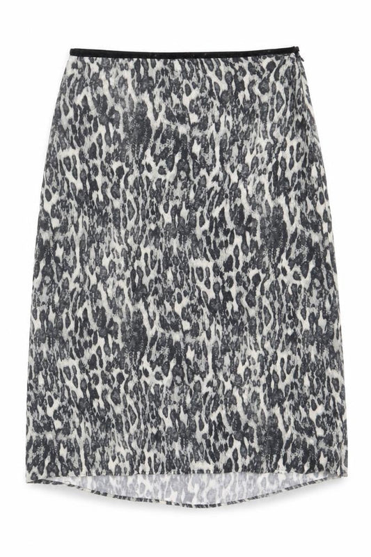YAYA Womens Grey Animal Print Polyester Swing Skirt Size 14 Zip - Leopard Pattern