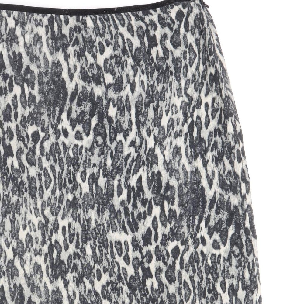 YAYA Womens Grey Animal Print Polyester Swing Skirt Size 14 Zip - Leopard Pattern
