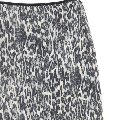 YAYA Womens Grey Animal Print Polyester Swing Skirt Size 14 Zip - Leopard Pattern