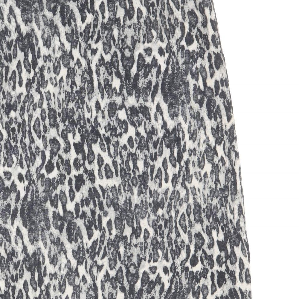 YAYA Womens Grey Animal Print Polyester Swing Skirt Size 14 Zip - Leopard Pattern