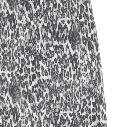 YAYA Womens Grey Animal Print Polyester Swing Skirt Size 14 Zip - Leopard Pattern