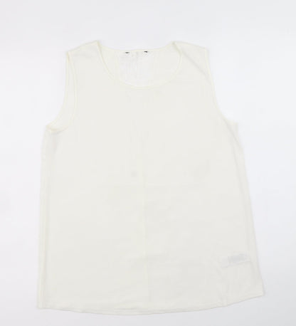 NEXT Womens Ivory Polyester Basic Tank Size 12 Scoop Neck - Lace Back Detail
