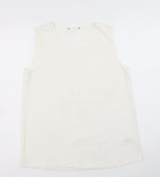 NEXT Womens Ivory Polyester Basic Tank Size 12 Scoop Neck - Lace Back Detail