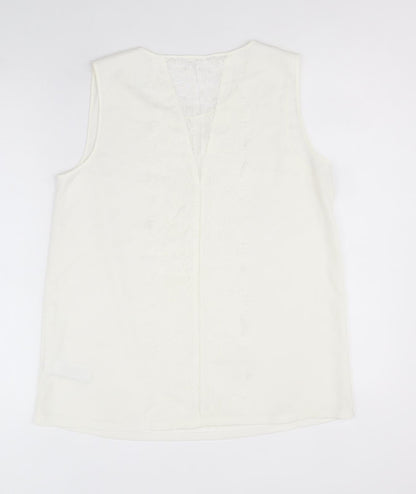 NEXT Womens Ivory Polyester Basic Tank Size 12 Scoop Neck - Lace Back Detail