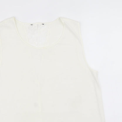 NEXT Womens Ivory Polyester Basic Tank Size 12 Scoop Neck - Lace Back Detail