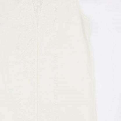 NEXT Womens Ivory Polyester Basic Tank Size 12 Scoop Neck - Lace Back Detail
