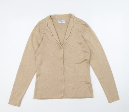 Womens UK Size 8 Emreco Gold Cardigan Jumper