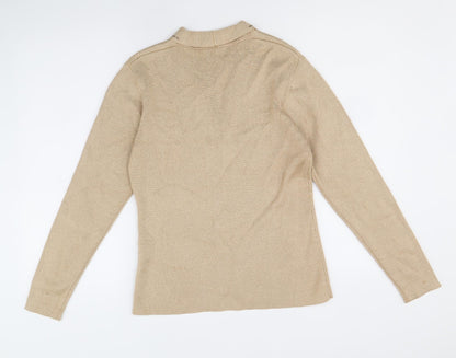 Womens UK Size 8 Emreco Gold Cardigan Jumper