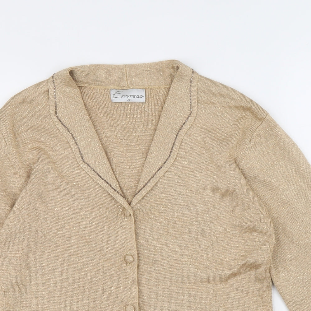 Womens UK Size 8 Emreco Gold Cardigan Jumper