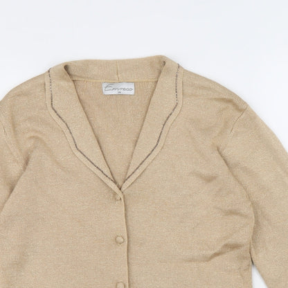 Womens UK Size 8 Emreco Gold Cardigan Jumper