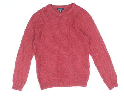 Cedar Wood State Mens Red Round Neck Acrylic Pullover Jumper Size S Long Sleeve