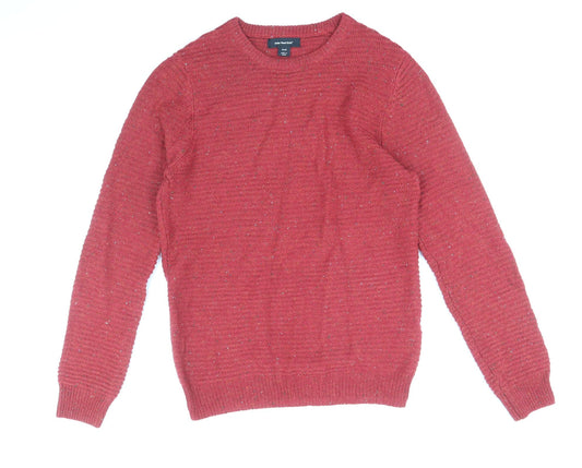 Cedar Wood State Mens Red Round Neck Acrylic Pullover Jumper Size S Long Sleeve
