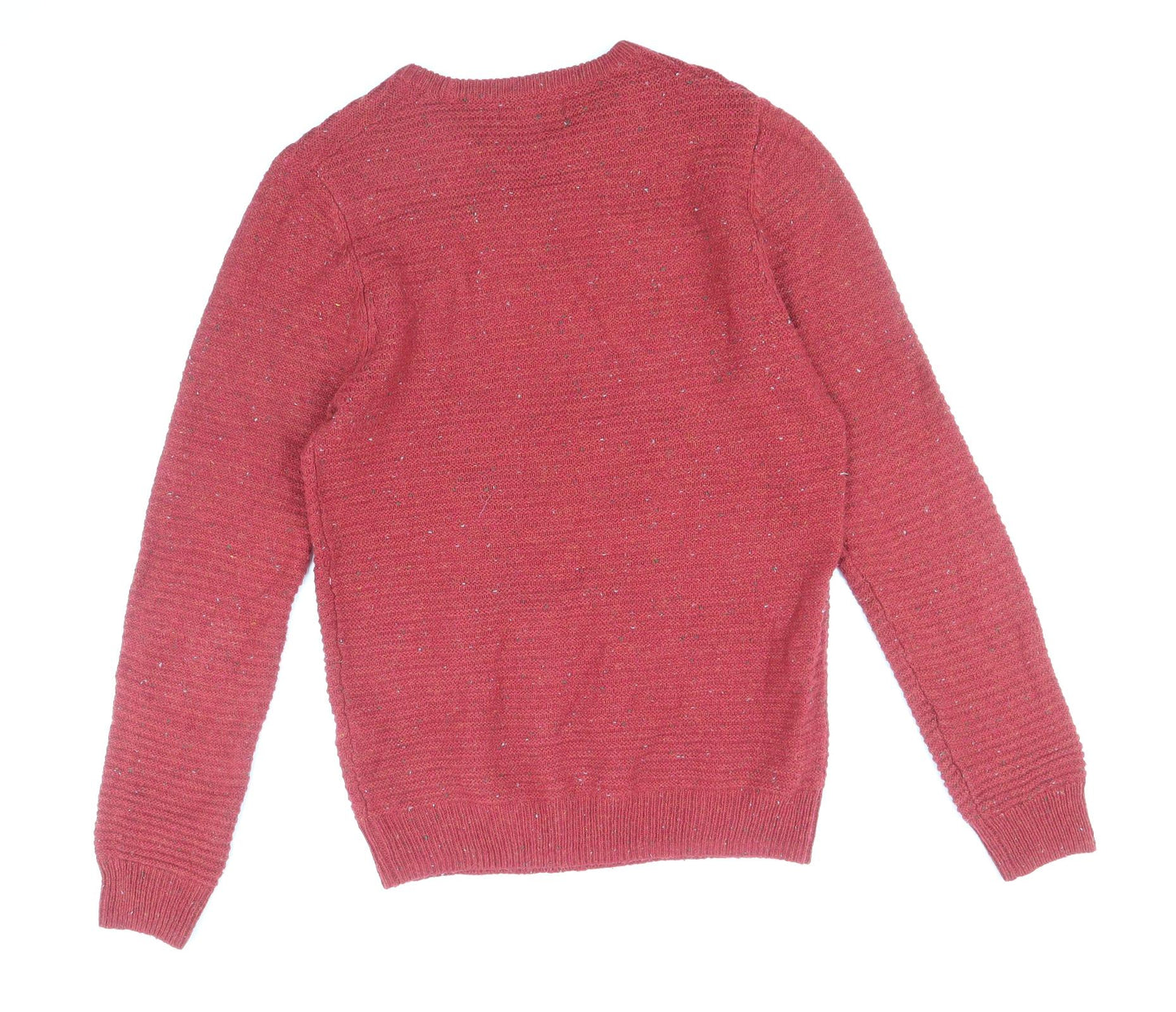 Cedar Wood State Mens Red Round Neck Acrylic Pullover Jumper Size S Long Sleeve