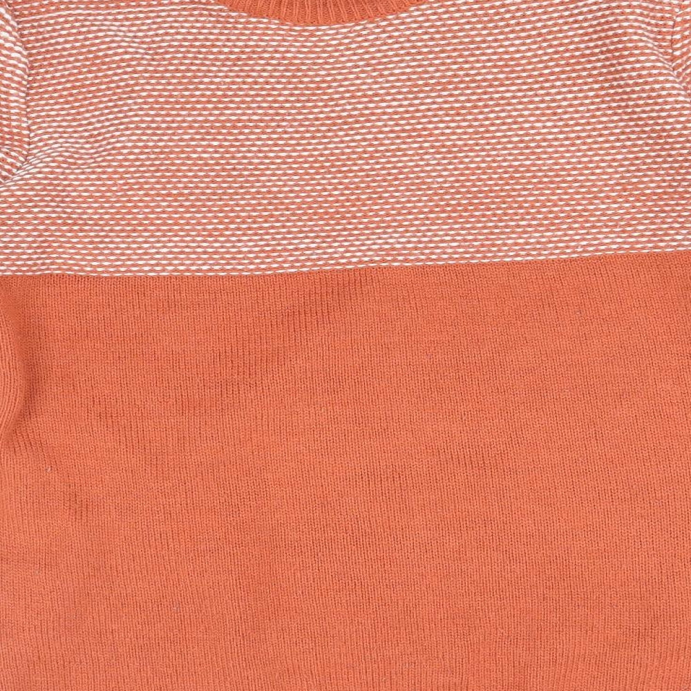 Cedar Wood State Mens Orange Round Neck Acrylic Pullover Jumper Size XS Long Sleeve