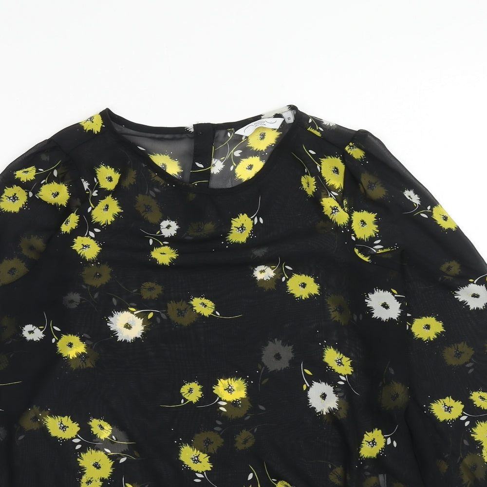 Womens UK Size 10 New Look Black Basic Blouse