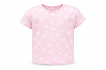 George Girls Pink Geometric Cotton Basic T-Shirt Size 2-3 Years Round Neck Pullover