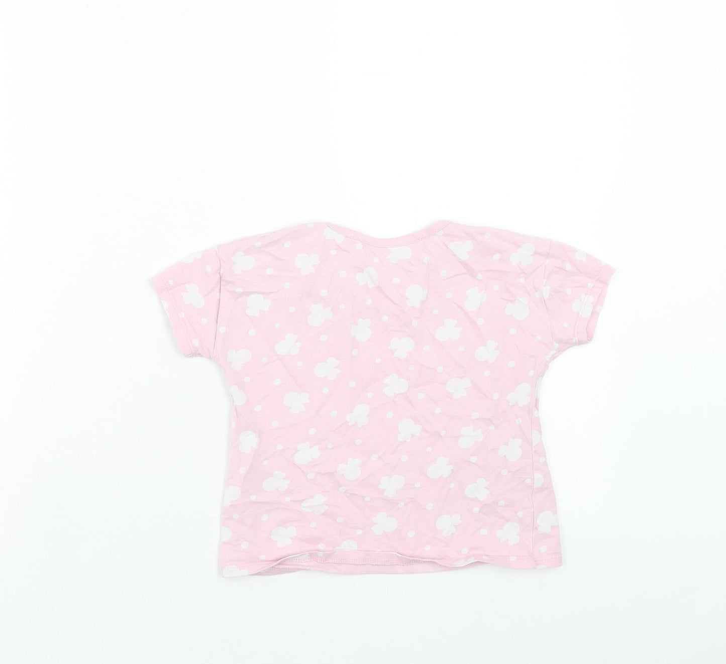 George Girls Pink Geometric Cotton Basic T-Shirt Size 2-3 Years Round Neck Pullover