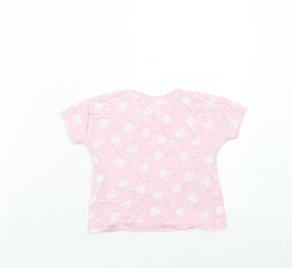 George Girls Pink Geometric Cotton Basic T-Shirt Size 2-3 Years Round Neck Pullover