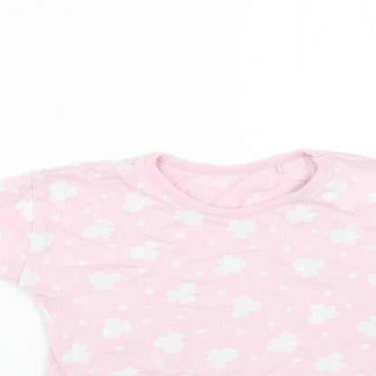 George Girls Pink Geometric Cotton Basic T-Shirt Size 2-3 Years Round Neck Pullover
