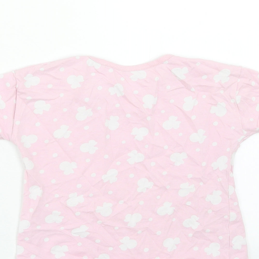 George Girls Pink Geometric Cotton Basic T-Shirt Size 2-3 Years Round Neck Pullover